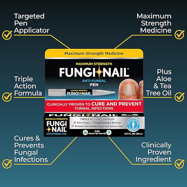 FUNGI-NAIL PEN APPLICATOR ANTI-FUNGAL SOLUTION, KILLS FUNGUS THAT CAN LEAD TO NAIL & ATHLETE’S FOOT WITH TOLNAFTATE & CLINICALLY PROVEN TO CURE AND PREVENT FUNGAL INFECTIONS, 0.101 FL OZ (PACK OF 1)