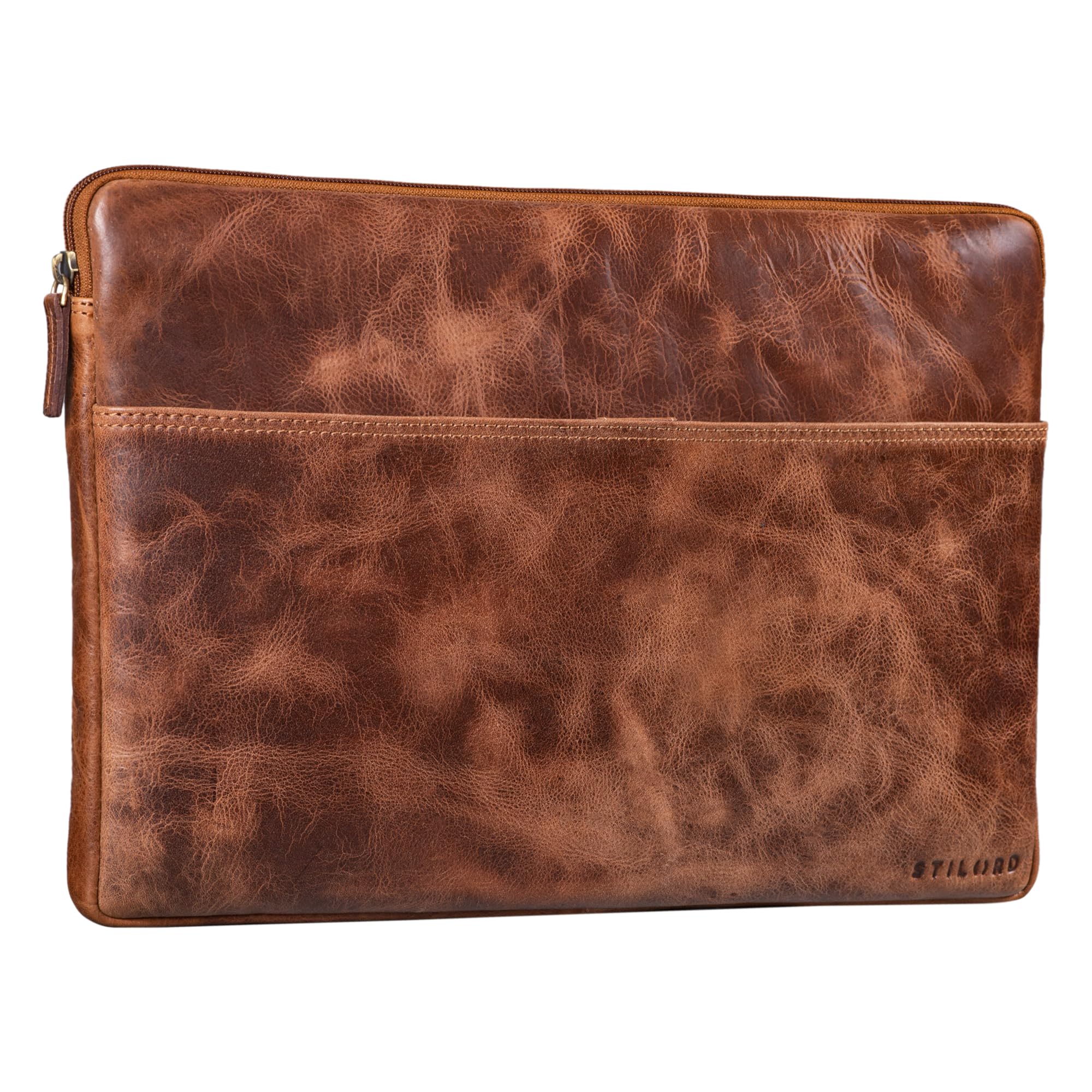 STILORD "Murphy" Laptop Sleeve 15.6 inch Leather Vintage Case Cover for MacBook 16 inch and 15 inch Notebook Document Folder Organizer Colour:Napoli - Brown