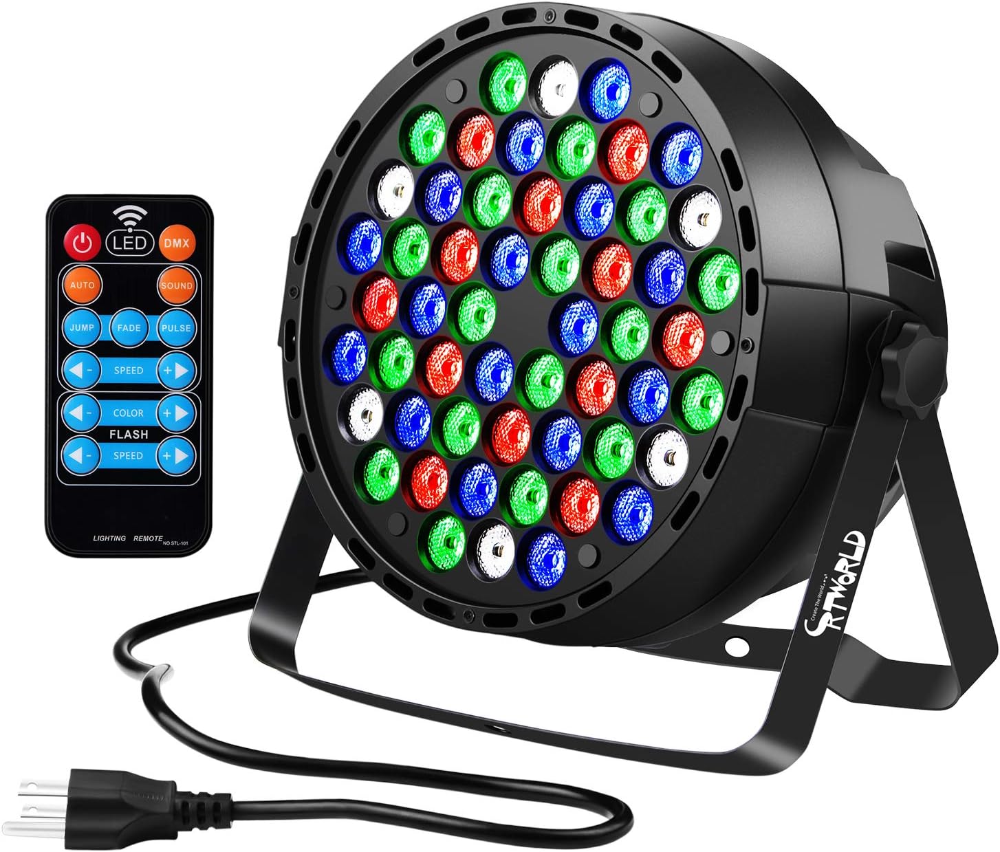 LED Stage Lights, Crtworld 54 LED RGBW Uplighting Sound Activated and DMX Control DJ Lights with Remote