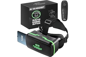 FEEBZ VR Headset for iPhone & Android - for Kids & Adults | Includes Remote Controller + Built-in Button for Phone 3D VR Gaming & Videos | Virtual Reality Goggles Set for Phones 4.5"-6.5" – Green