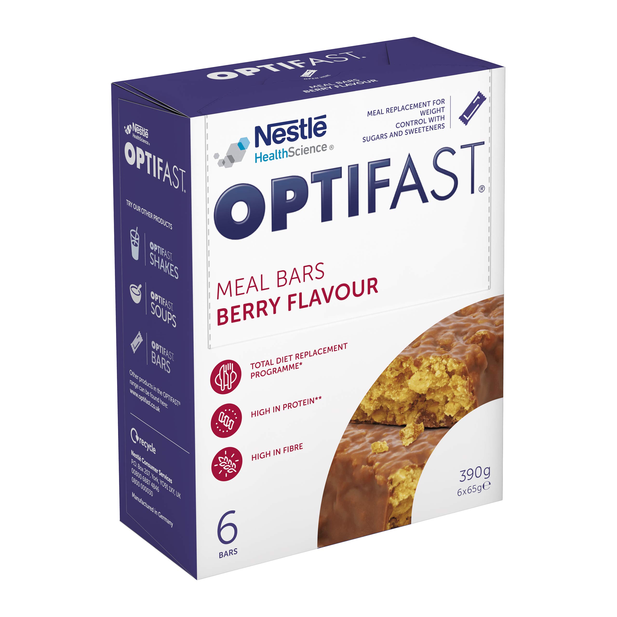 Meal Replacement Bar - Optifast Berry Bar - Weight loss bar for 'On the go' meal replacement (6 x 65g)