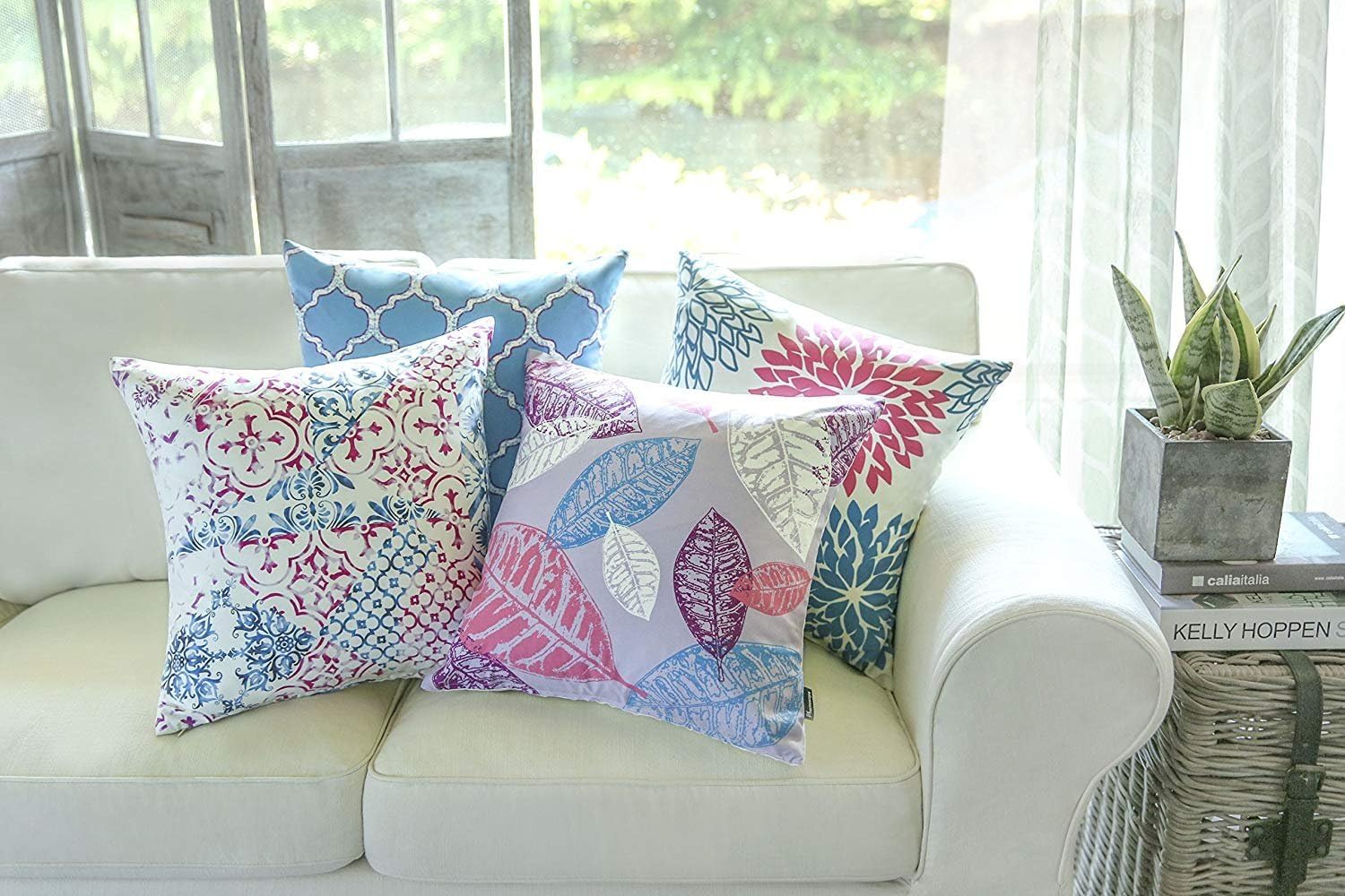 Phantoscope Set of 4 New Living Series Coffee Color Decorative Throw Pillow Case Cushion Cover 18 x 18 inches 45 x 45 cm: Home & Kitchen