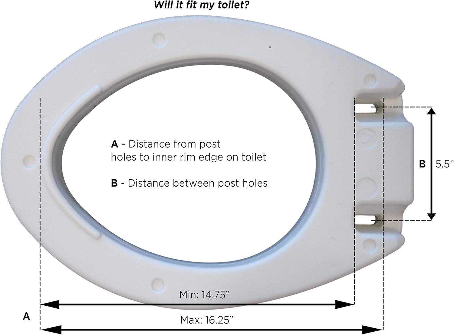 NOVA Medical Products Toilet Seat Riser, Raised Toilet Seat (For Under Seat), For Elongated Toilet Seat, White: Health & Personal Care