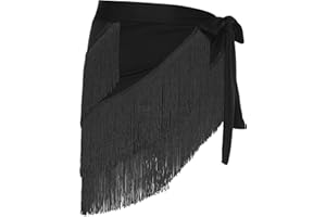 Hularka Latin Dance Hip Scarf for Women Fringe Swing Hip Scarf Rumba Irregular Hem Dancewear