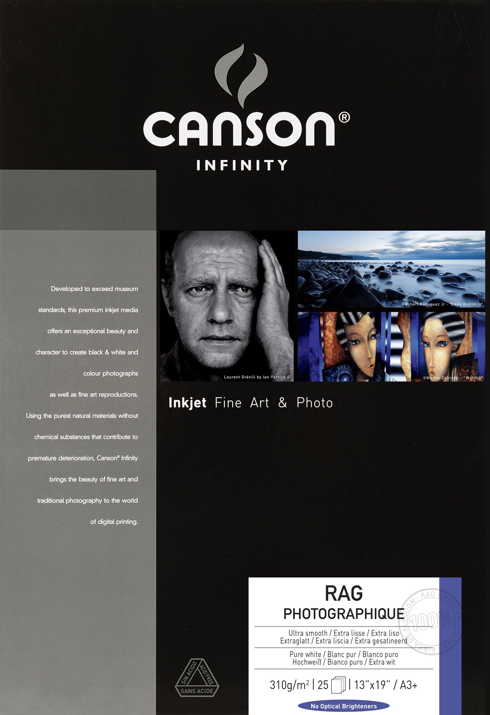 CansonInfinity Rag Photographique 310gsm,white matte inkjet paper, A3+, box of 25 sheets
