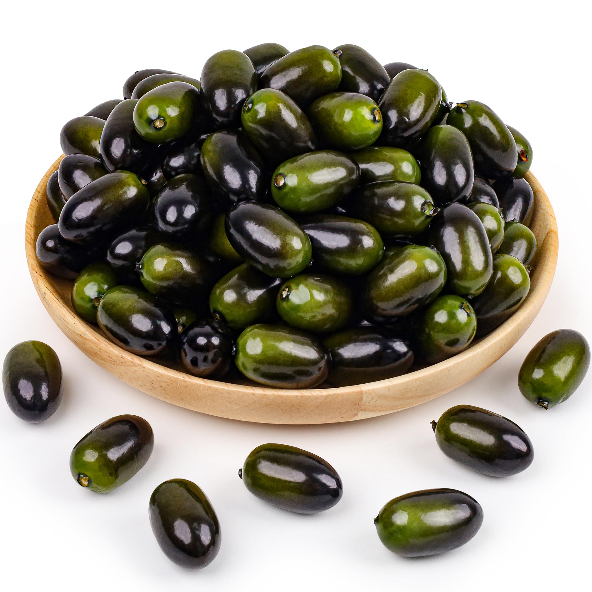 Meiwlong 50 PCS Fake Fruits Artificial Olives Simulation Realistic Harvest Party Decor House Kitchen Vase Filler Home Fall Farmhouse Restaurant Photography Props