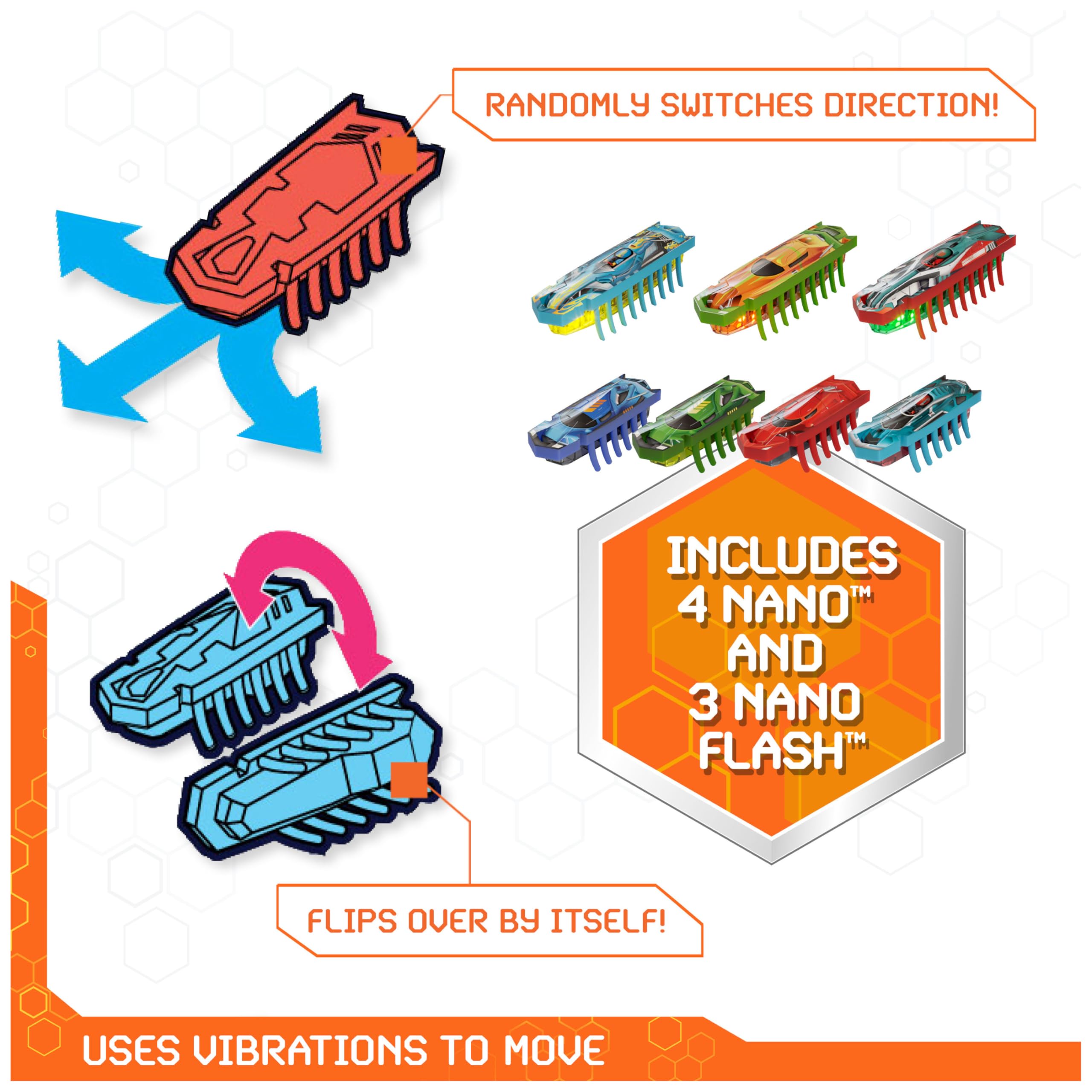 HEX Bots Nanotopia, Sensory Toys for Kids & Cats with Over 130 Pieces & 7 Nano Bots, Toy Playsets & Mini Robot Toy for Kids Ages 3 & Up, Batteries Included