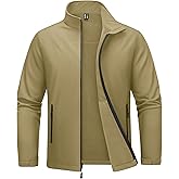 MAGCOMSEN Men's Fleece Lined Softshell Jacket Lightweight Waterproof Windbreaker Zip Up Winter Rain Coat Tactical Hiking