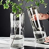 Vexiota 3 Acrylic Cylinder Clear Vase for Centerpieces, Tall Large Unbreakable Plastic Flower Vases for Home Decor (D 4.8" X H 7.8" - H 12" + 2 Holder)