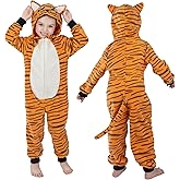 Rabtero Unisex Kids Animal Onesie, Kids Tiger Onesie Costume, Halloween Christmas Carnival Cosplay Costume for Girls Boys