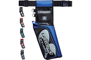 Legend XT420 Field Quiver - Left or Right-Handed Quiver Arrow Holder, Archery Quiver with 3 Arrow Tube, Durable Nylon Hip Quivers with Multiple Pockets for Archery Accessories, Score Card & Tools