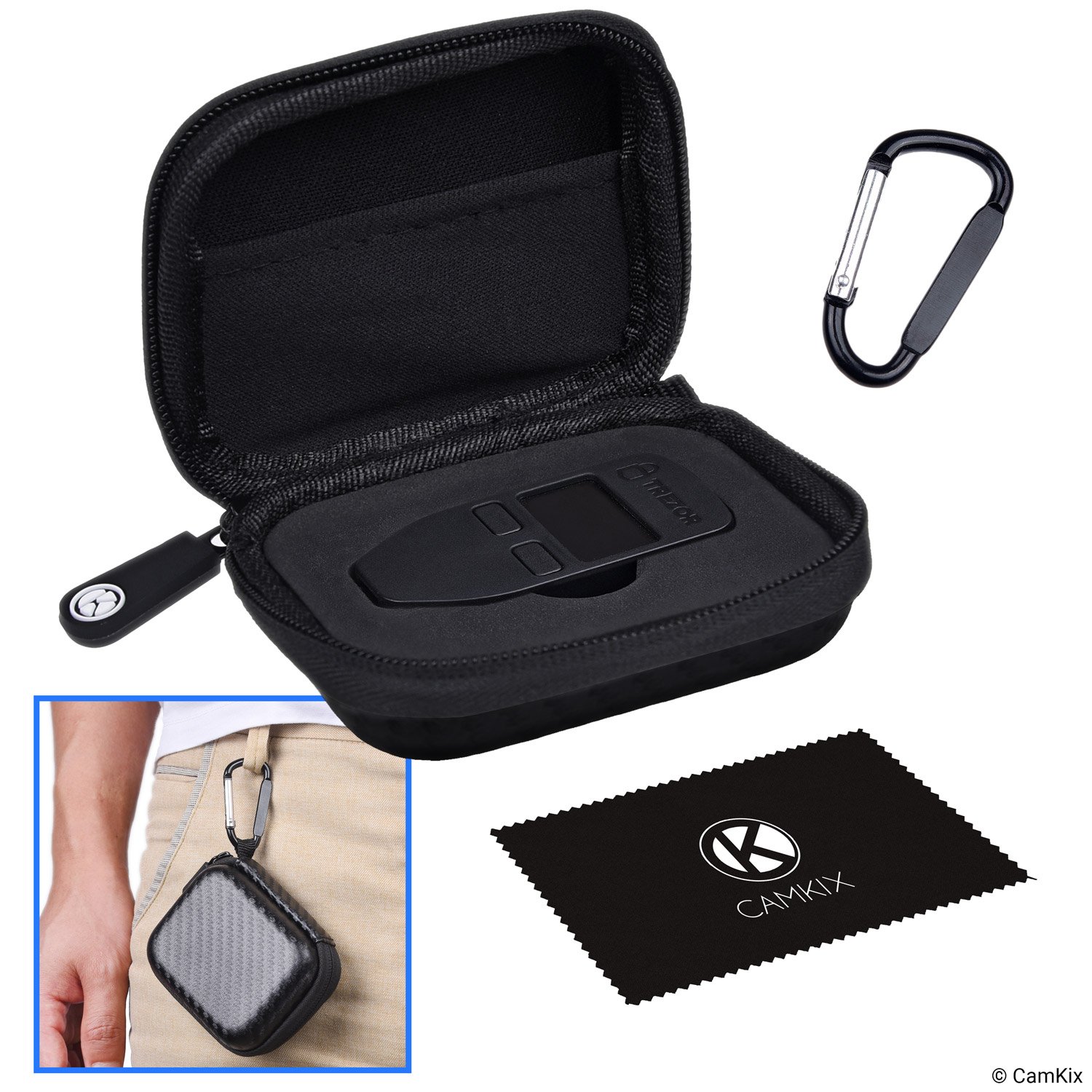 Protective Travel/Storage Case for Trezor One Bitcoin/Cryptocurrency Wallet - Durable Nylon Hardshell Case with Mesh Pocket (for USB cable) and Carabiner - High Grade Zipper - Lightweight