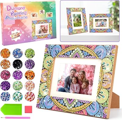 Hollivi Diamond Painting Photo Frame Kit for Kids 5D Crystal Mosaic 5x7