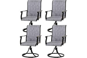 Murago Outdoor Patio Swivel Dining Chairs Set of 4, 360 Swivel and All Weather Rocking Chair with Textilene Mesh Fabric and Rust Proof Steel Frame, 400 Lb. Capacity, Grey