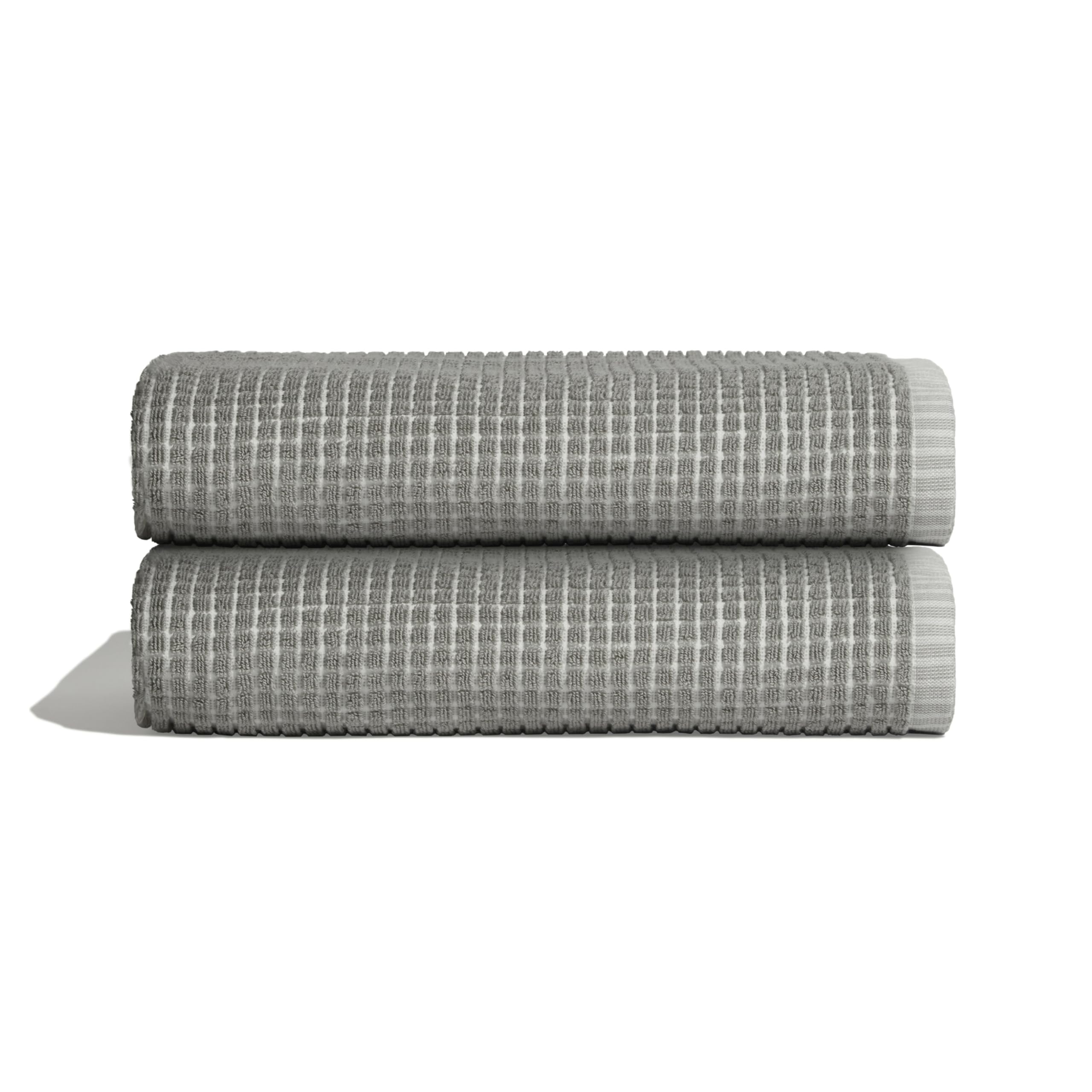 Photo 1 of ONSEN Terry Cotton Waffle Bath Towel Set – 2 Pack Luxury, Quick Dry & Absorbent Bathroom Towels – Soft, Lightweight, Durable Large Towels for Everyday Use & Bathroom Essentials (Grey Fog, 28x55 in)
