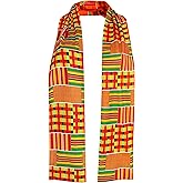 Afibi African Kente Print Stole Sash African Scarf Kente Stole Sash Unisex Kente Cloth Scarves