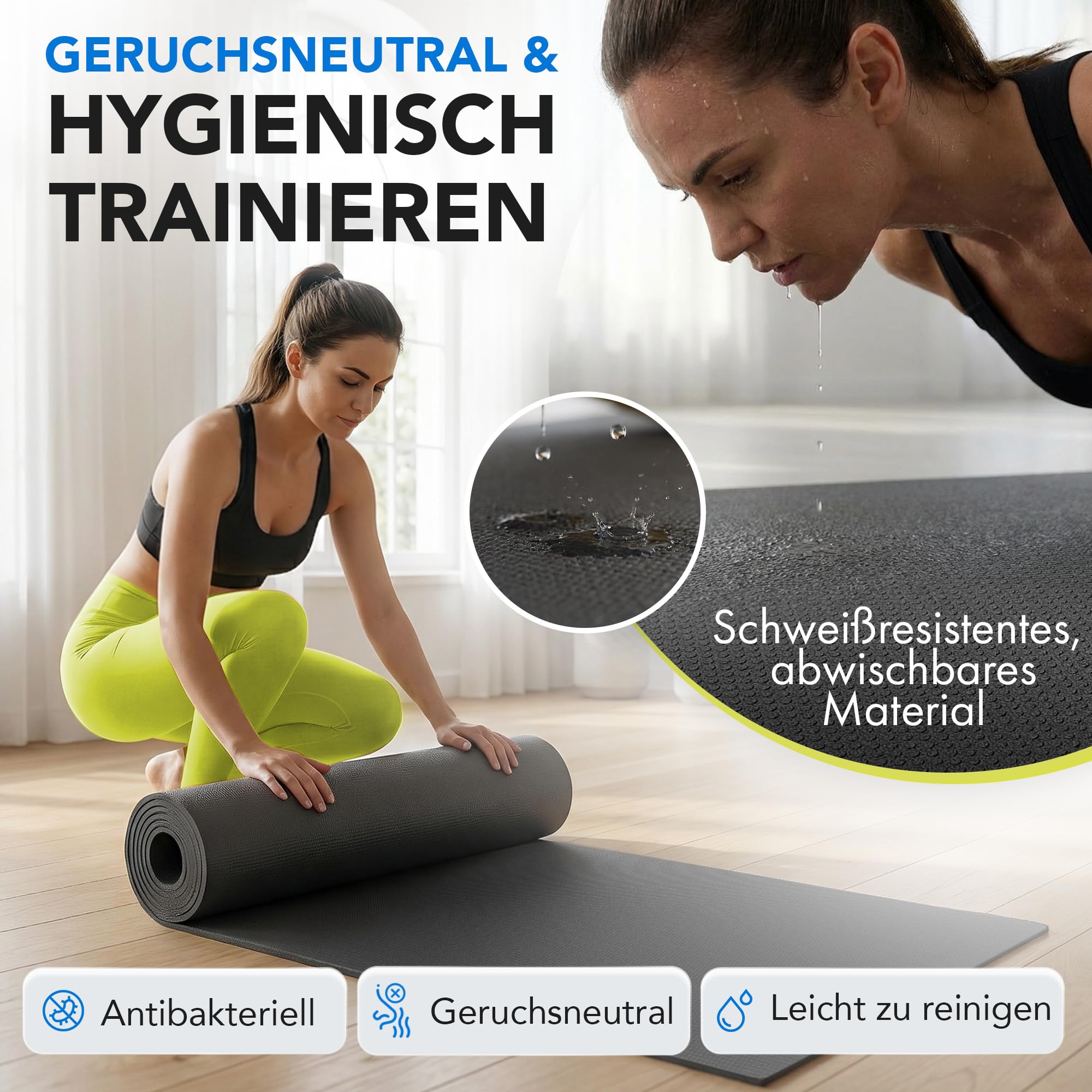 LILENO SPORTS Bodenschutzmatte Fitnessgerät 90x200 cm | 8 mm starke Fitnessgeräte Unterlage | Sportmatte und Fitnessmatte rutschfest | Ideal Schalldämmend für Crosstrainer, Laufband oder Home Gym 5
