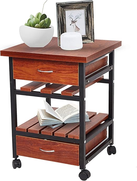 Amazon Com Livebest Rolling Wooden End Table Beside Cabinet