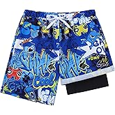 Latnnut Boys Swim Trunks with Compression Liner Quick Dry Beach Shorts Big Kids Bathing Suit Board Shorts Swimwear 5-16Y