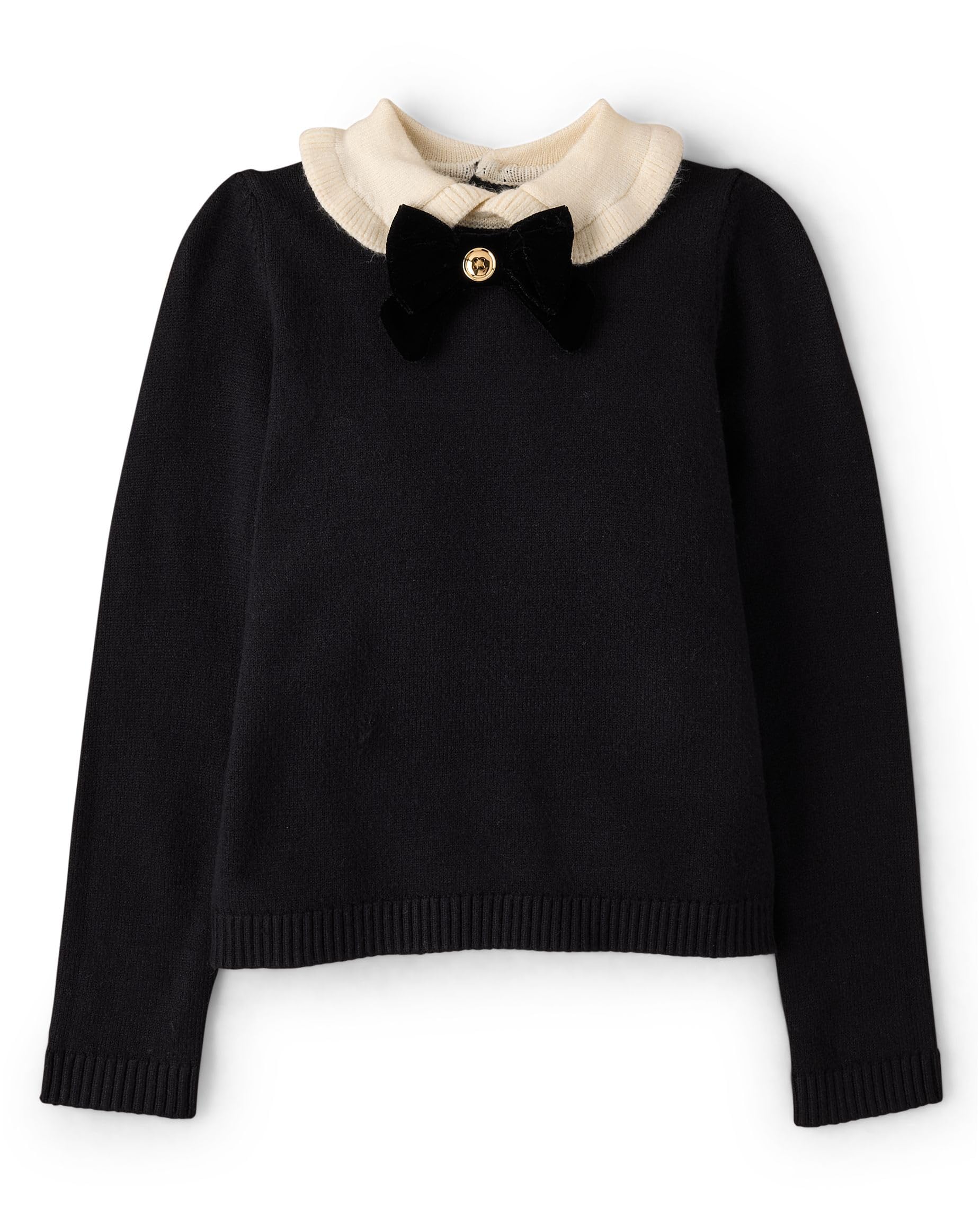 Gymboree,Girls,and Toddler Long Sleeve Collared Pullover Sweater,Black,6 Image