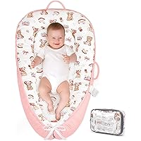 Baby Lounger Nest For Newborns 0-24 Months - Portable, Breathable Cotton Infant Lounger With Adjustable Size