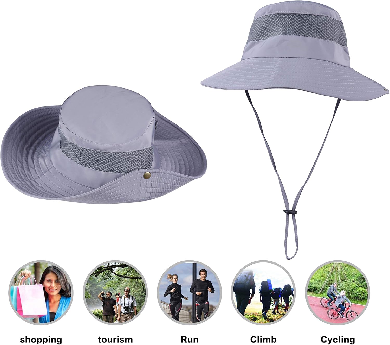 KOOLSOLY Breathable Wide Brim Boonie Hat Outdoor Waterproof UPF 50+ Sun Protection Mesh Safari Sun hat for Travel Fishing … : Clothing