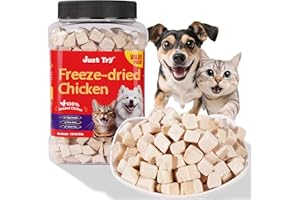 Just Try 7.04 oz Freeze Dried Chicken Cat & Dog Treats Food Topper Raw Single Ingredient High Protein Grain Free Healthy Dog Training Treats