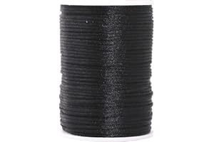 Mandala Crafts Nylon Satin Cord 2mm Rattail Cord Black String - 100 Yds Nylon Chinese Knotting Cord Rat Tail Silk Cord for Bracelet Necklace Jewelry Making Macrame Trim