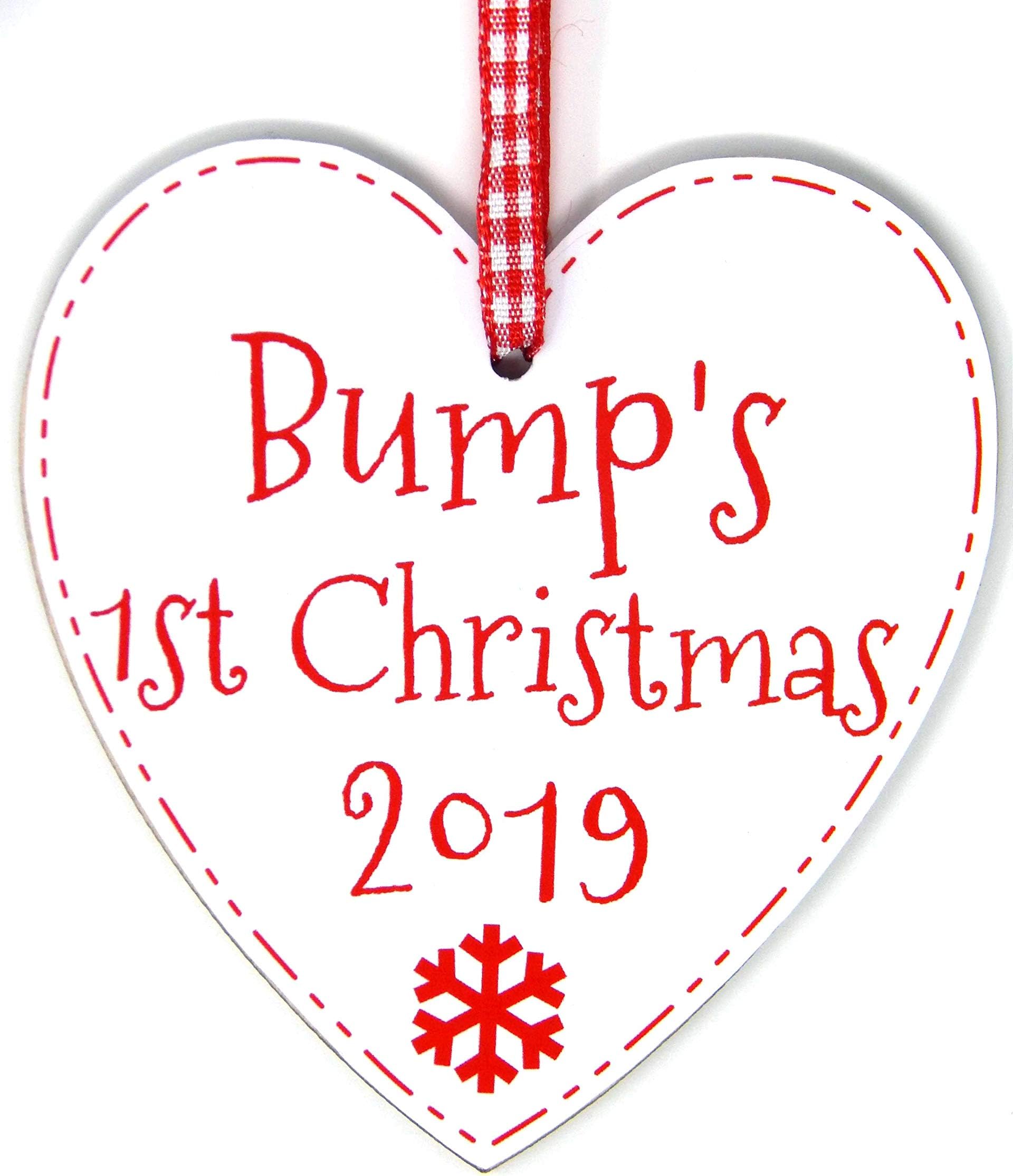 Bump's First Christmas Heart Bauble - Bump 1st Xmas Handmade Tree Decoration