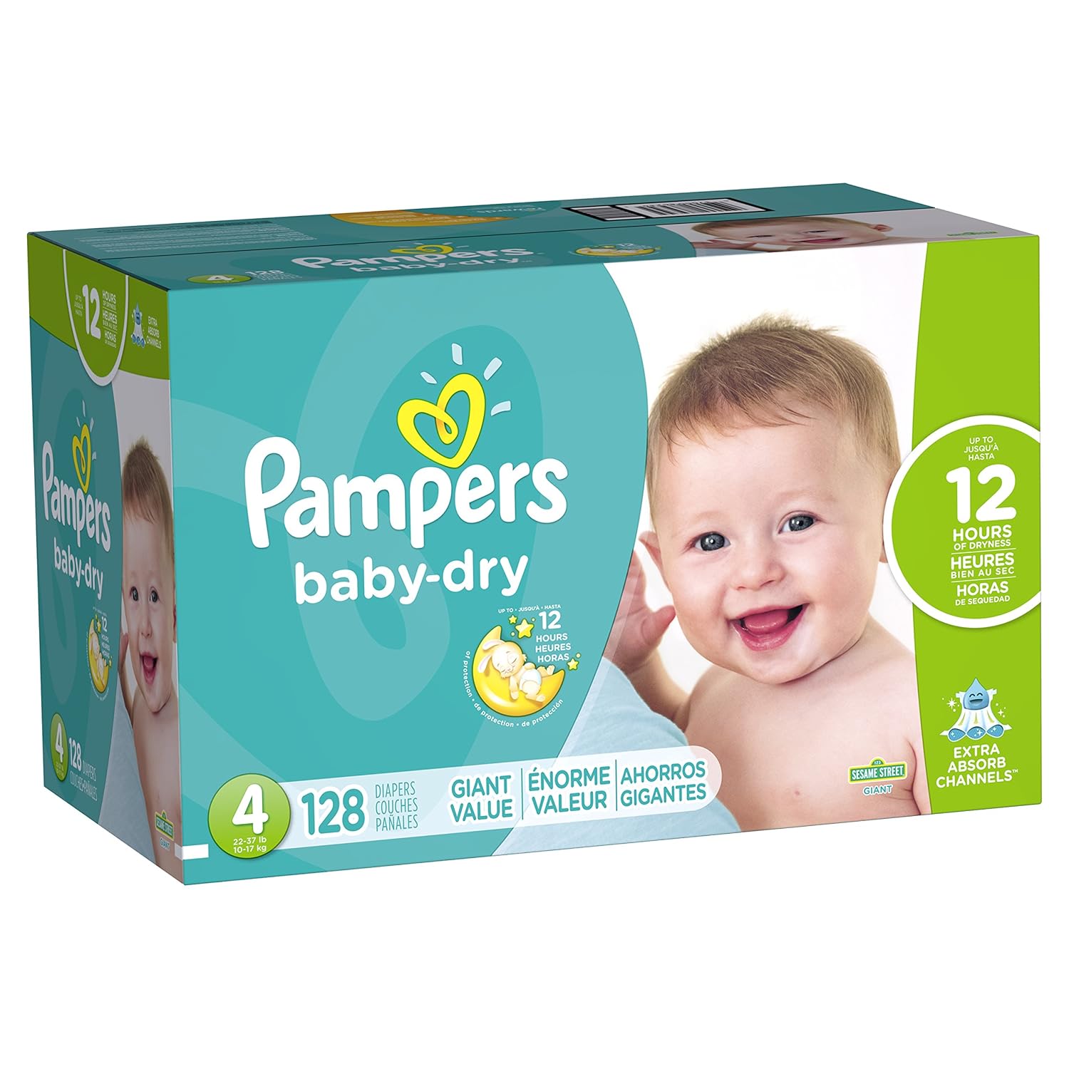 Diapers Size 4, 128 Count Pampers Baby Dry Disposable Diapers, Giant
