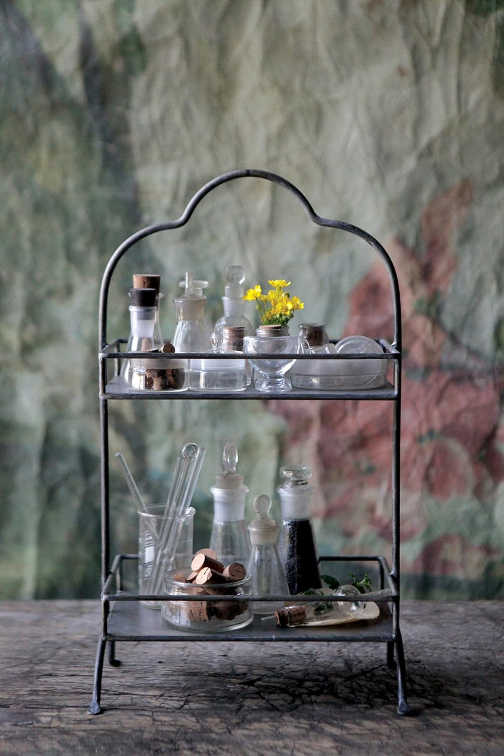 Creative Co-op Decorative Metal Two Tier Tray with Handle, 10.6" L x 5.9" W x 17.9" H: Home & Kitchen