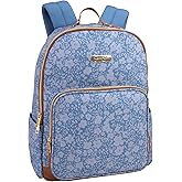 Jessica Simpson Women’s Designer Laptop Backpack with Side Pockets, Padded Straps | Classic Modern Backpack for Women (Bold Blue Flowers), Large