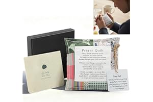 SURDOCA Prayer Quilt with Cross Inside & Greeting Card, Handmade Pocket Prayer Quilt in Gift Box, Christian Get Well & Encouragement Gift for Women & Men