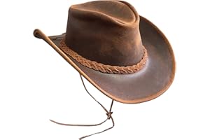 BRANDSLOCK Mens Suede Leather Down Under Cowboy Aussie Outback Hat