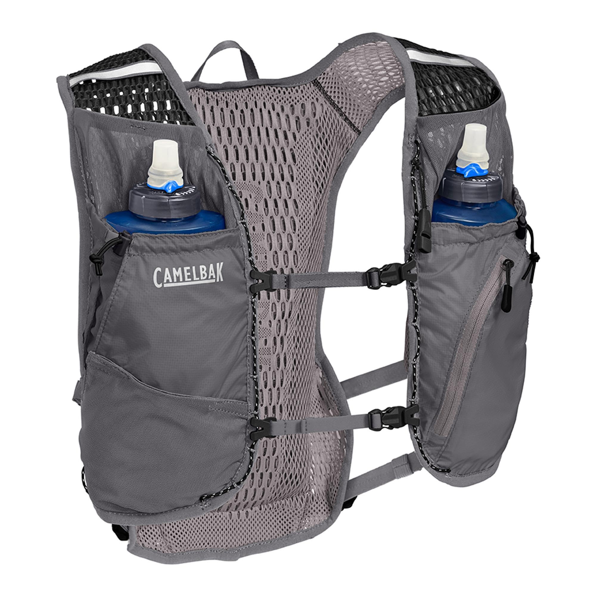 Camelbak Zephyr 11 Litre Vest with 2 500ml Quick Stow Water Bottles - Castlerock Grey/Black - 11 Litre/1 Litre