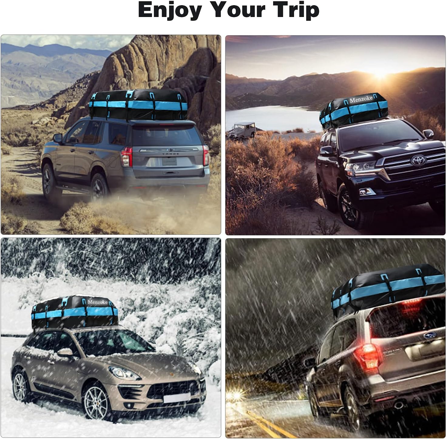 MENZOKE Rooftop Cargo Carrier,15 Cubic Feet Soft-Shell Waterproof Vehicle Cargo Carriers, Car Top Carrier Luggage Carrier with Storage Bag, Anti-Slip Mat for All Vehicle with/Without Rack: Automotive