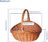 Green Leaves Oval Traditional Wicker Basket Medium High Handle Storage view 4