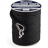 RainierSupplyCo Boat Anchor Rope - Double Braided Marine Rope Anchor Line - 100/150 / 200/300 ft Nylon Boating Line with 316 Stainless Steel Thimble and Heavy Duty Marine Grade