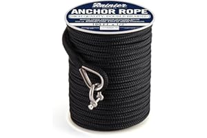 RAINIER SUPPLY CO RainierSupplyCo Boat Anchor Rope - Double Braided Marine Rope Anchor Line - 100/150 / 200/300 ft Nylon Boating Line with 316 Stainless Steel Thimble and Heavy Duty Marine Grade