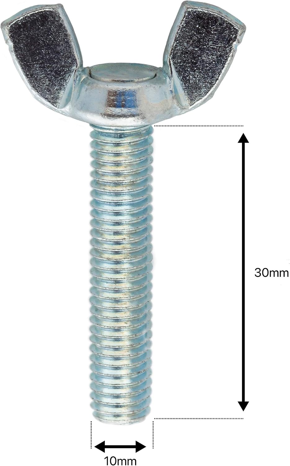 M10 (10mm x 30mm) Butterfly Wing Screws Thumb Screws Wing Bolts Steel (Pack of 4) A06BC - Image 3