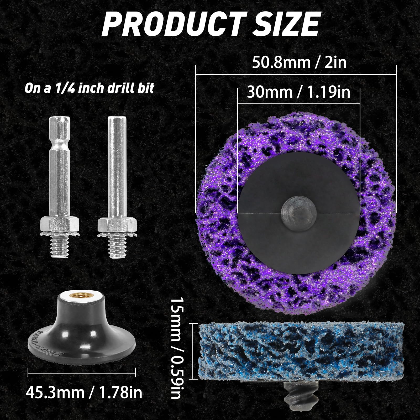 30 Stück CSD Scheibe Schleifscheibe 50mm Schleifaufsatz für Akkuschrauber Schleifen für Dremel, Reinigungsscheibe Set für Bohrmaschine von Farbe, Rost, Oxidation Reinigen & Entfernen 2