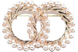 ROFARSO Round Brooch Pin for Women Girl Faux Pearl Lapel Pin for Wedding Party Ball