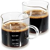 QUMMFA 5OZ (150ML) Espresso Cups, Double Spouts Espresso Shot Cups with Handle, Heat Resistant Borosilicate Cappuccino Cup, Coffee Bar Accessories, Small (Set of 2)