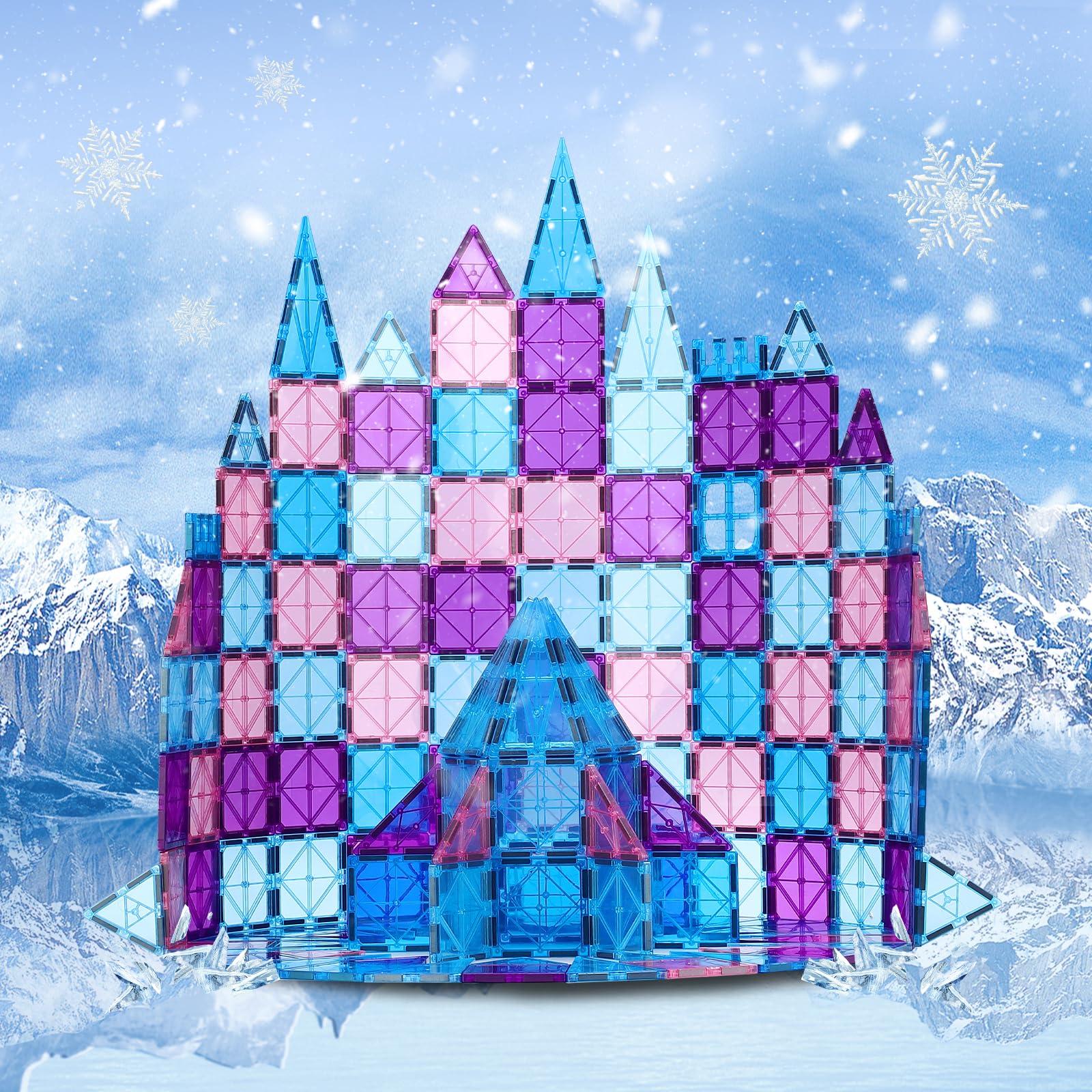 Magnetic Tiles Building Blocks for 3 4 5 6 7 8+ Years Old Boys Girls Colorful Magnet Stacking Toys Birthday Gift for Toddlers STEM Preschool Educational Construction Tiles Set for Kids (Blue)