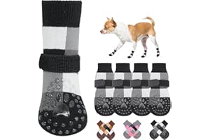 BEAUTYZOO Non Slip Dog Socks to Prevent Licking Paws, Dog Shoes Booties for Hardwood Floors Anti Slip-Thick Grip Works Even When Twisted-Paw Protector for Cold Pavement Small Medium Large Senior Dogs