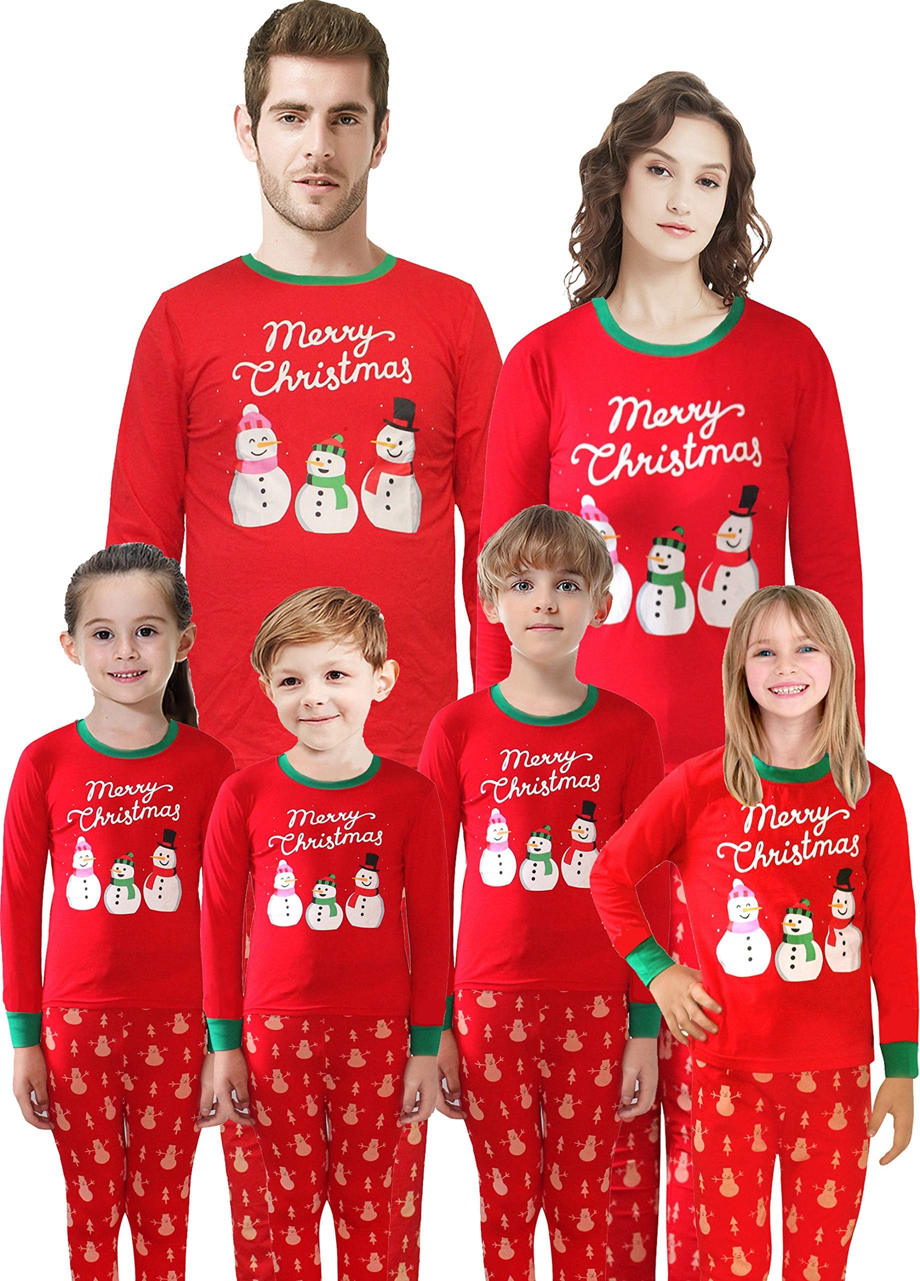 Family Matching Christmas Pajamas for Boys Girls Snowman Sleepwear Kids PJs Men Women 2 Pieces Pants Set