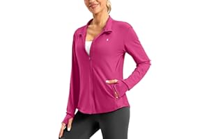 Soothfeel Women's UPF 50+ Lightweight Athletic Jackets Sun Protection Zip Up Long Sleeve Shirts Hiking Workout Outdoor Pocket