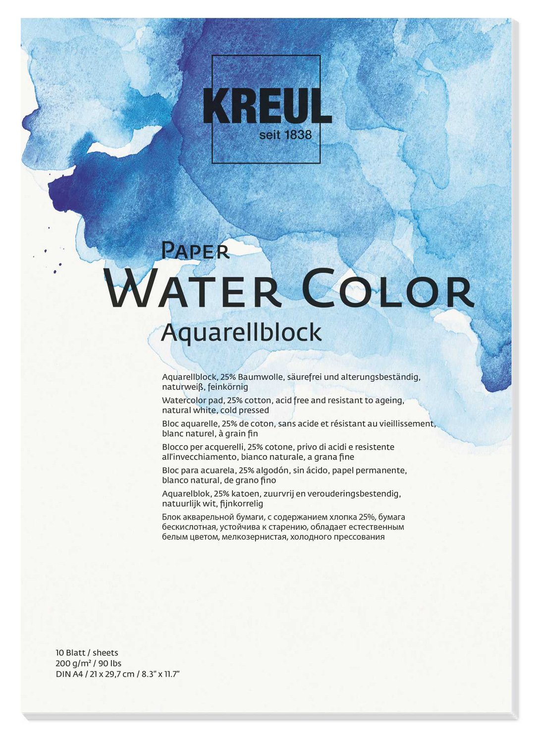 KREUL 69011 – Paper Water Colour Watercolour Paper Pad, A4, 10 sheets