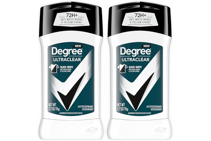 Degree Men UltraClear Antiperspirant Deodorant Black+White 2 Count 72-Hour Sweat & Odor Protection Antiperspirant For Men With MotionSense Technology 2.7 oz
