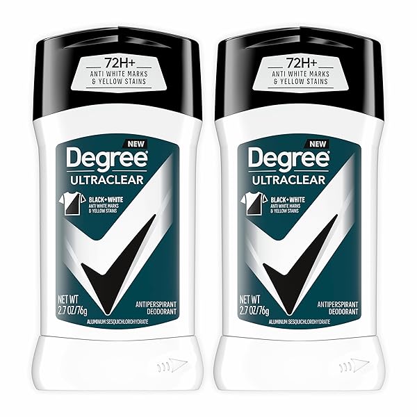 DEGREE MEN ULTRACLEAR ANTIPERSPIRANT DEODORANT BLACK+WHITE 2 COUNT 72-HOUR SWEAT & ODOR PROTECTION ANTIPERSPIRANT FOR MEN WITH MOTIONSENSE TECHNOLOGY 2.7 OZ